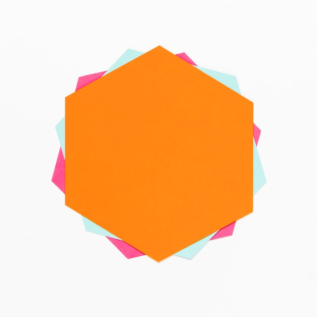 Free Photo top view colorful paper hexagon