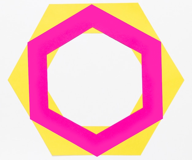 Top view colorful paper hexagon