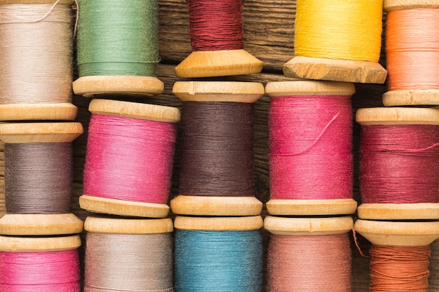 Top view of colorful thread