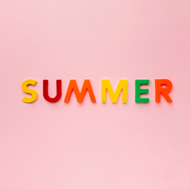 Free Photo top view colourful summer lettering