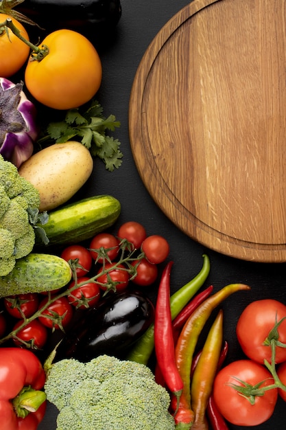 Top view composition of delicious fresh vegetables