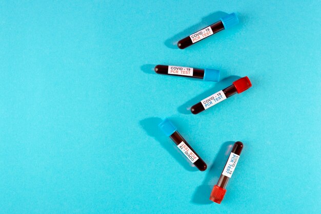 Top view coronavirus pcr tests arrangement