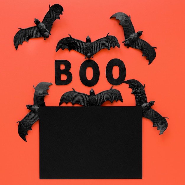 Free Photo top view creepy halloween bats