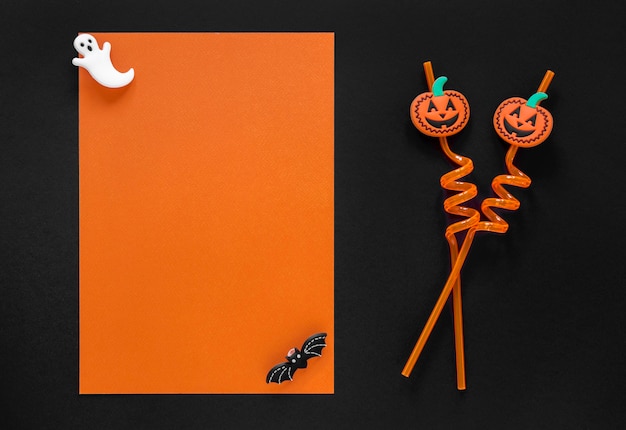 Free photo top view creepy halloween elements