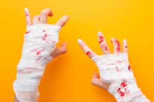 Free photo top view creepy halloween hands