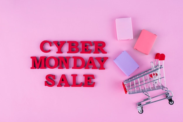 Free photo top view cyber monday composition