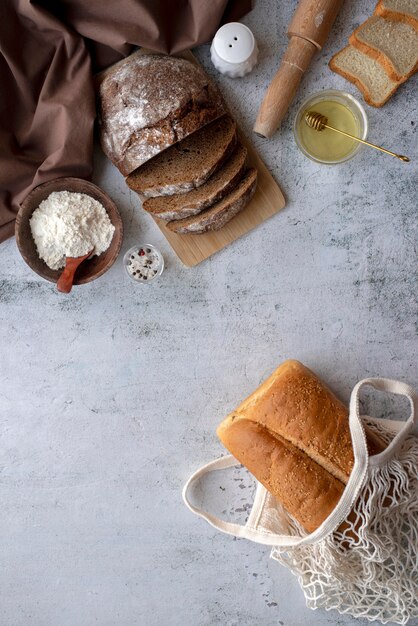 Top view delicious baked products