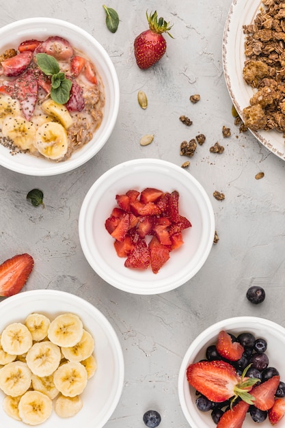 Top view delicious breakfast ready to be served