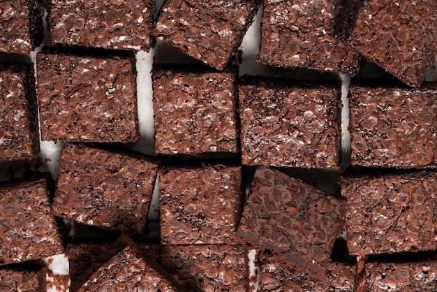 Top view delicious brownies arrangement