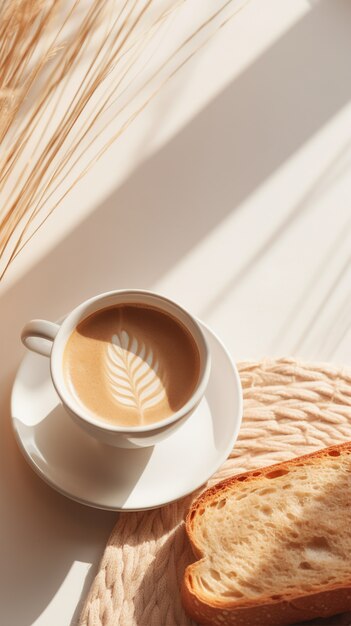 Top view delicious coffee cup indoors