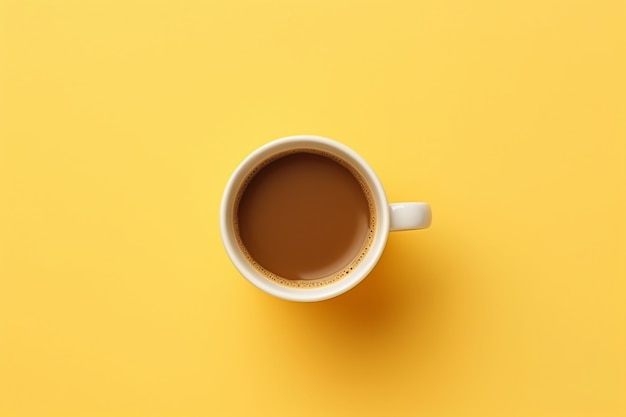 Top view delicious coffee cup in studio