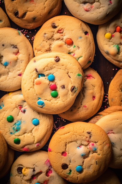 Top view delicious cookies arrangement