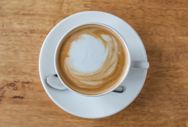 Top view of delicious cup of coffee