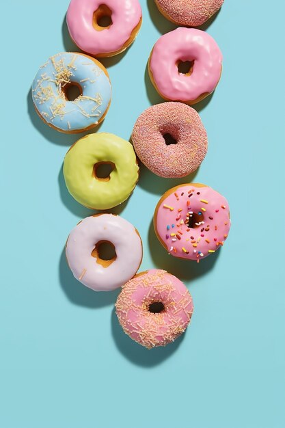 Top view delicious donuts arrangement