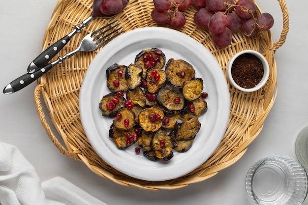 Free photo top view delicious eggplant dish