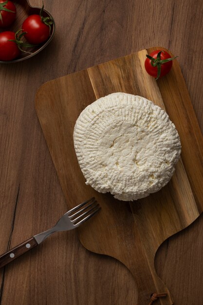 Top view of delicious fresh cheese