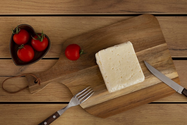 Top view of delicious fresh cheese