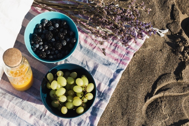 Free photo top view of delicious fruits