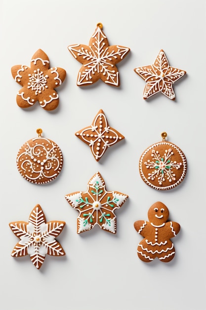 Free photo top view delicious gingerbread cookies