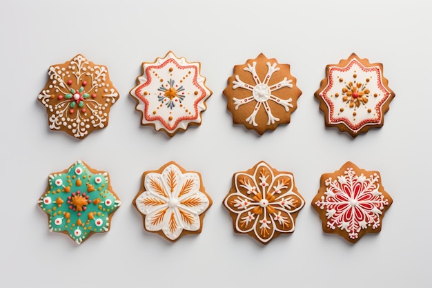 Free photo top view delicious gingerbread cookies