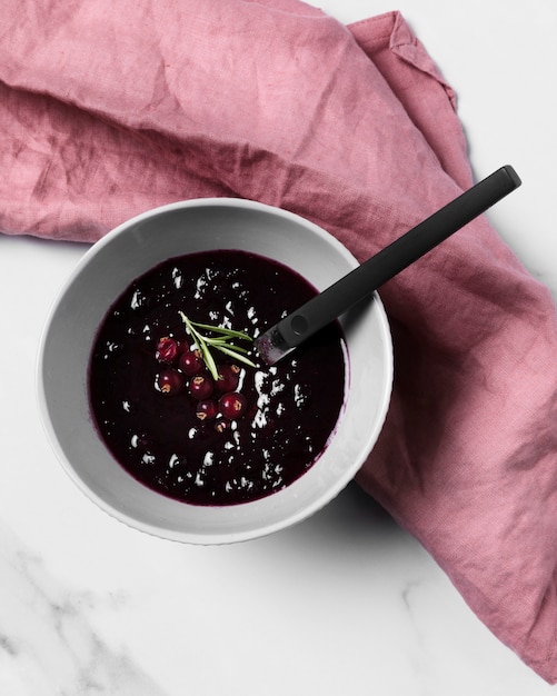 Top view delicious jam in bowl