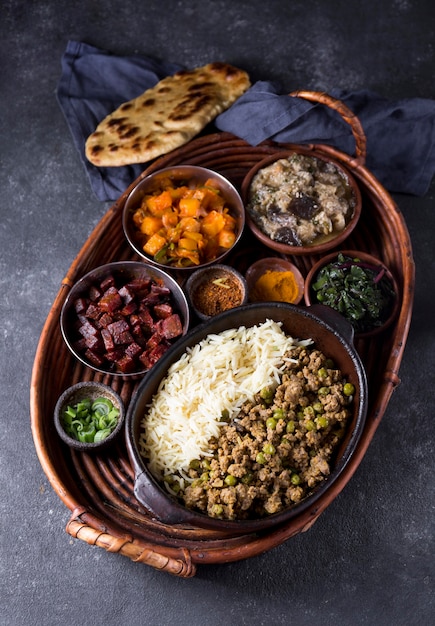 Top view delicious pakistan meal on a table