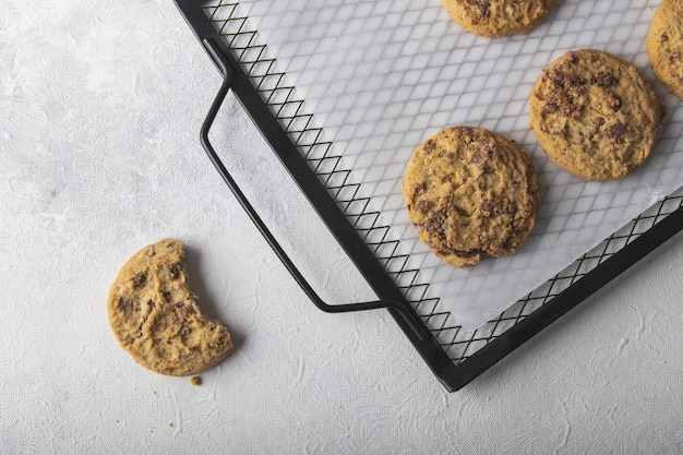 Free Photo top-view of delicious peanut butter cookies on a white table