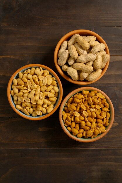 Top view delicious peanuts arrangement