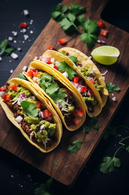 Free photo top view delicious tacos arrangement