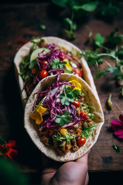 Top view delicious tacos arrangement