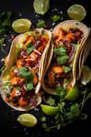 Free photo top view delicious tacos arrangement