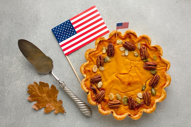 Free Photo top view of delicious thanksgiving pumpkin pie