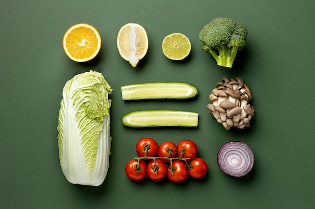 Top view delicious vegetables arrangement