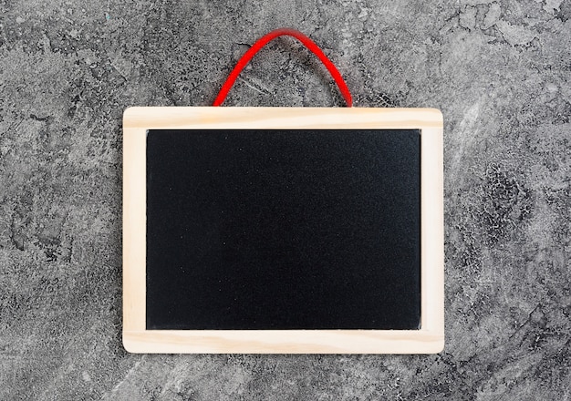 Top view desk concept with chalkboard