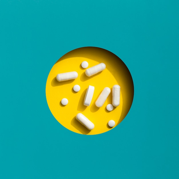 Free Photo top view of different pills in circle