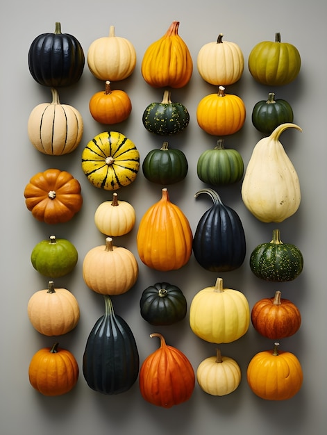 Free Photo top view different pumpkins arrangement