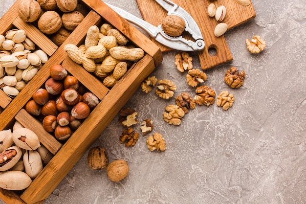 Top view different types of nuts