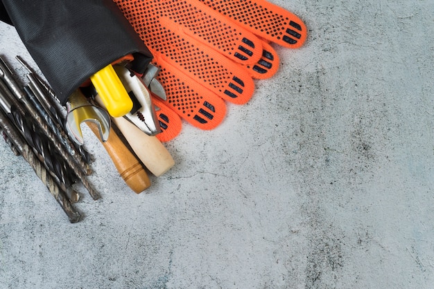 Top view different types of tools