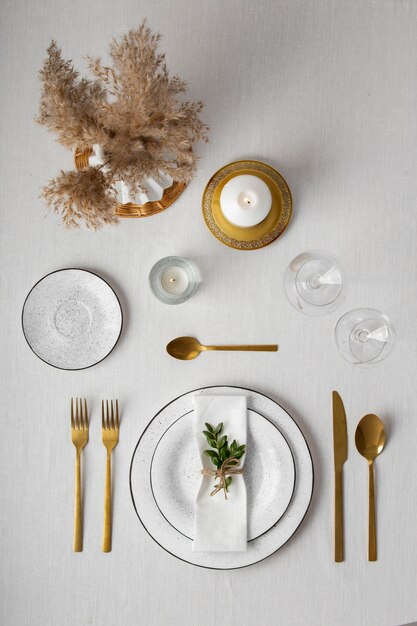 Top view of dining tables without food