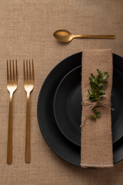 Top view of dining tables without food