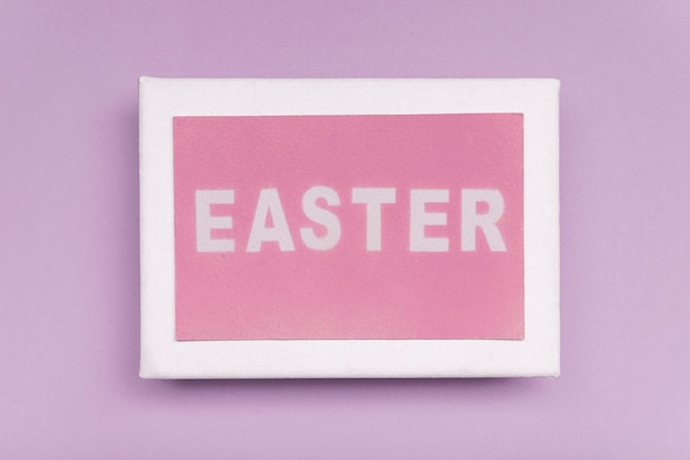 Free photo top view easter panel on purple background