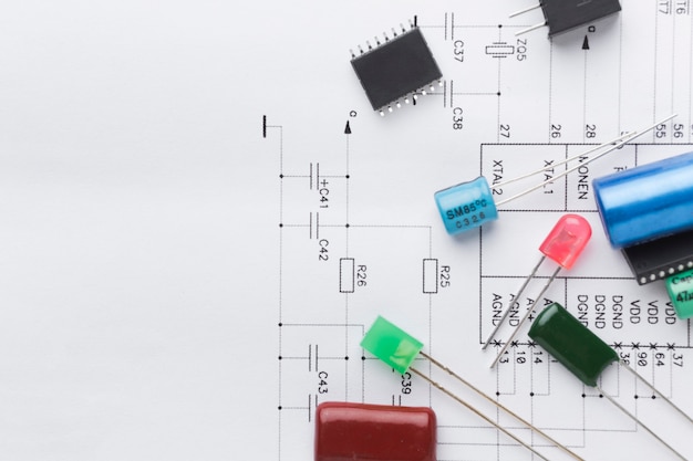 Top view electronic components