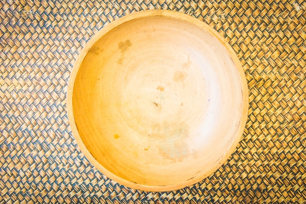 Top of view empty wood bowl