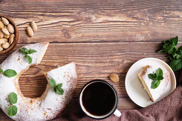 Top view of epiphany day desserts with copy space