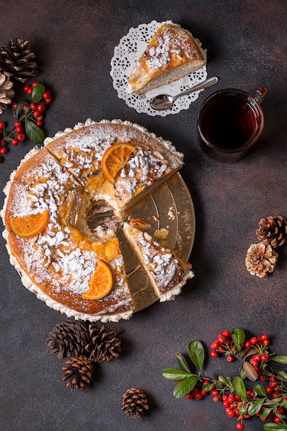 Top view epiphany day food composition