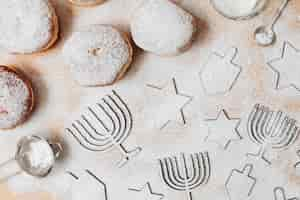 Free photo top view festive hanukkah sweets