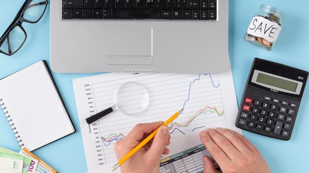 Top view finances elements arrangement