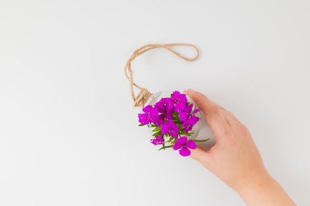 Top view flowers with hands