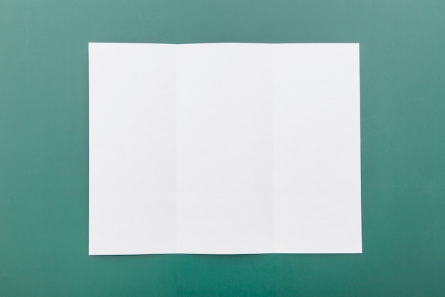 Top view folded white brochure