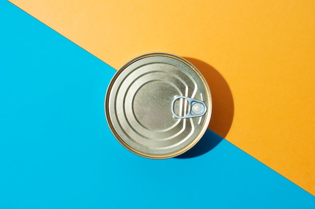 Top view food packaged in can